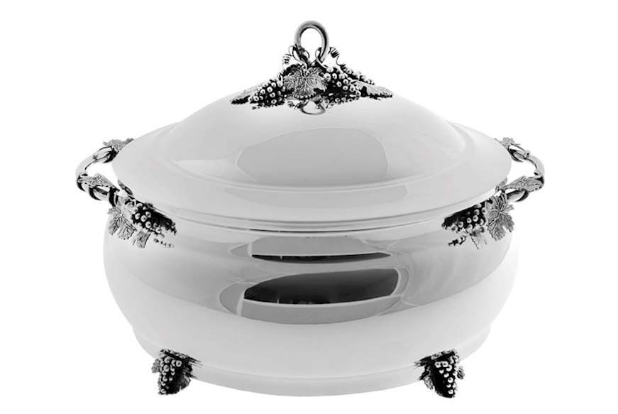 Soup bowl silver with grape decoration Selezione Zanolli