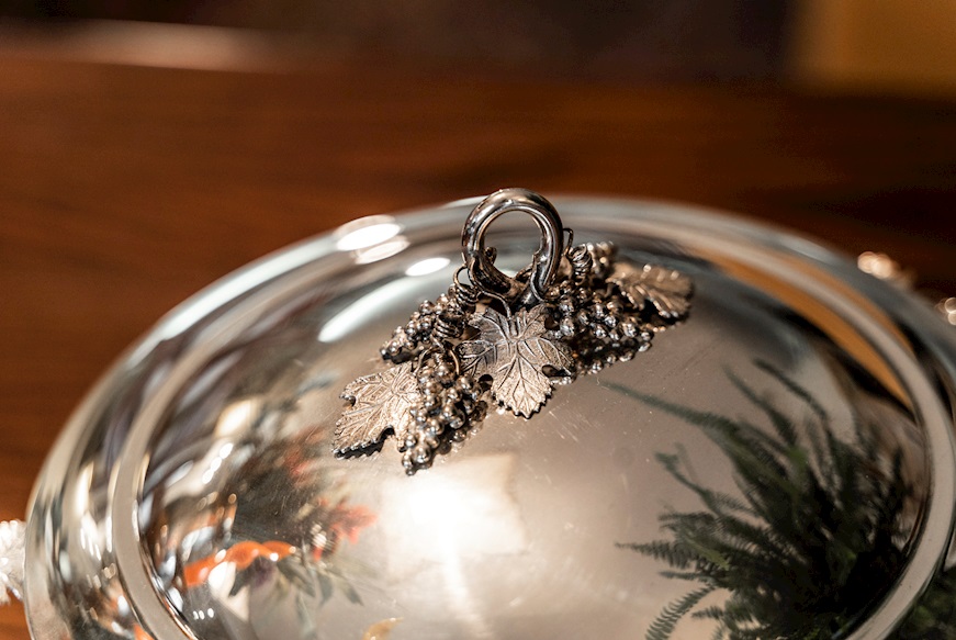 Soup bowl silver with grape decoration Selezione Zanolli