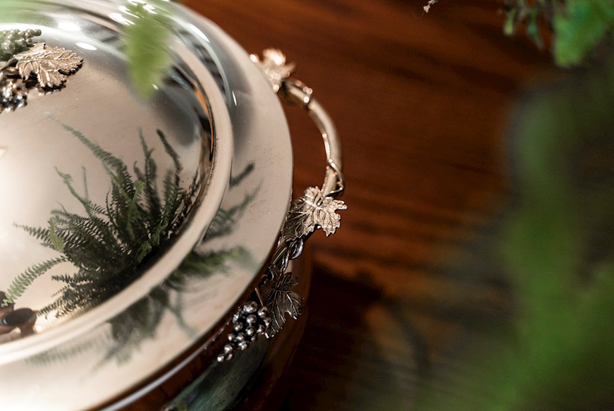 Soup bowl silver with grape decoration Selezione Zanolli