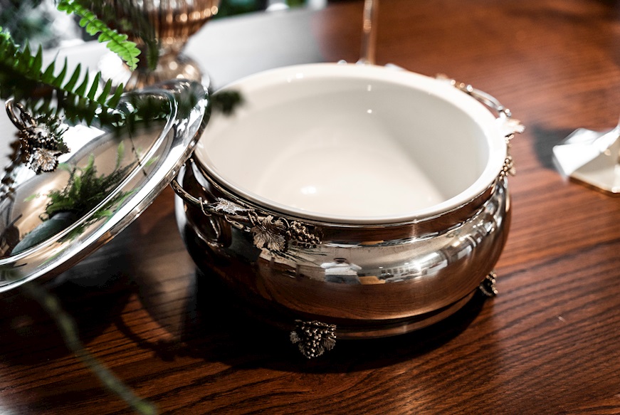 Soup bowl silver with grape decoration Selezione Zanolli