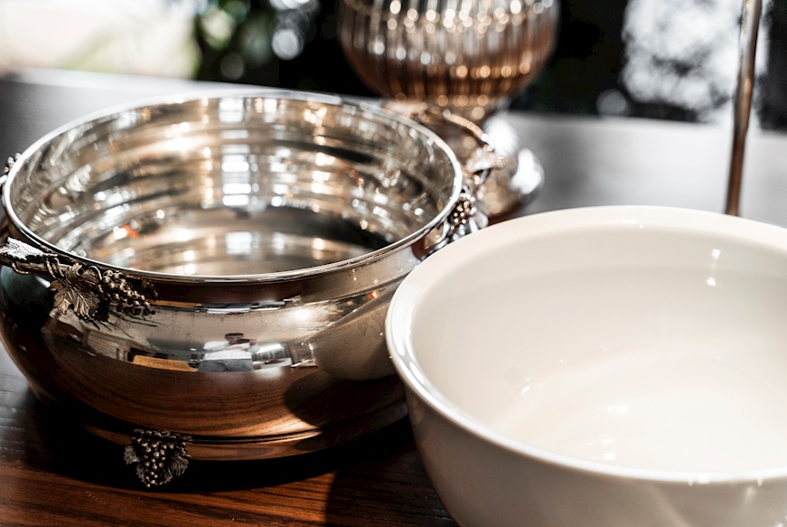 Soup bowl silver with grape decoration Selezione Zanolli