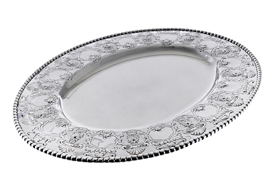 Tray silver oval engraved Selezione Zanolli