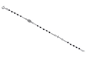 Rosary Bracelet silver with black grains and cross Selezione Zanolli