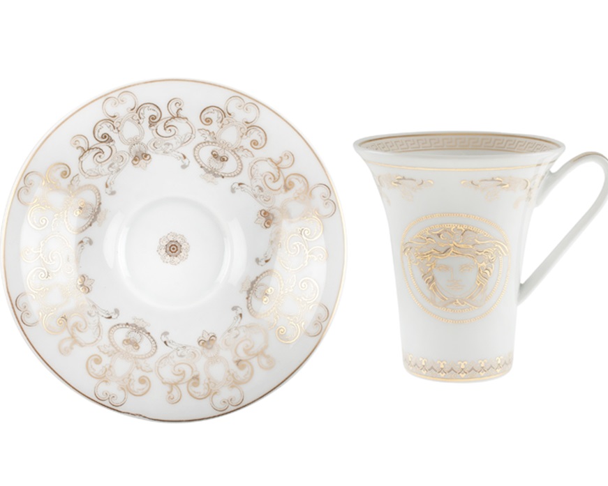Set tazze espresso Medusa Gala porcellana con piattini 12 pezzi Versace