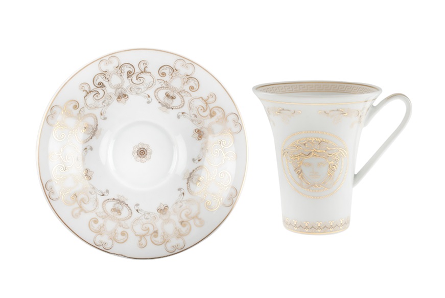 Espresso cups set Medusa Gala porcelain with saucer 6 pieces Versace