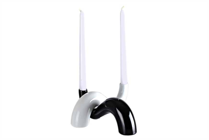 Candlestick Light Wave porcelain black Rosenthal