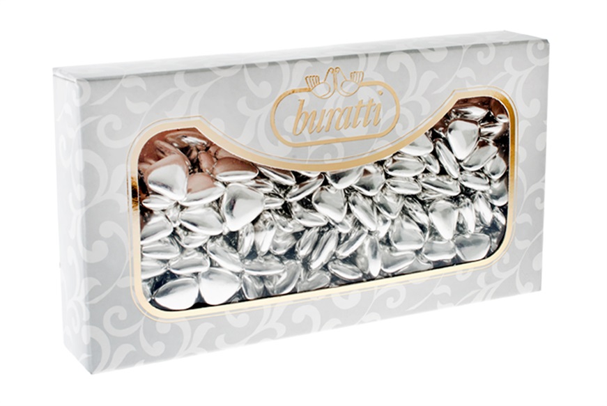 Buratti Confetti Cuore Cioccolato Argento in confezione da 1 kg