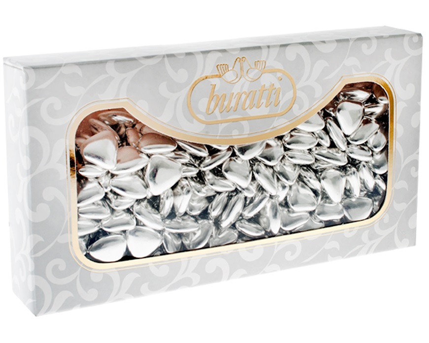Confetti cuore cioccolato Argento in confezione da 1 kg Buratti