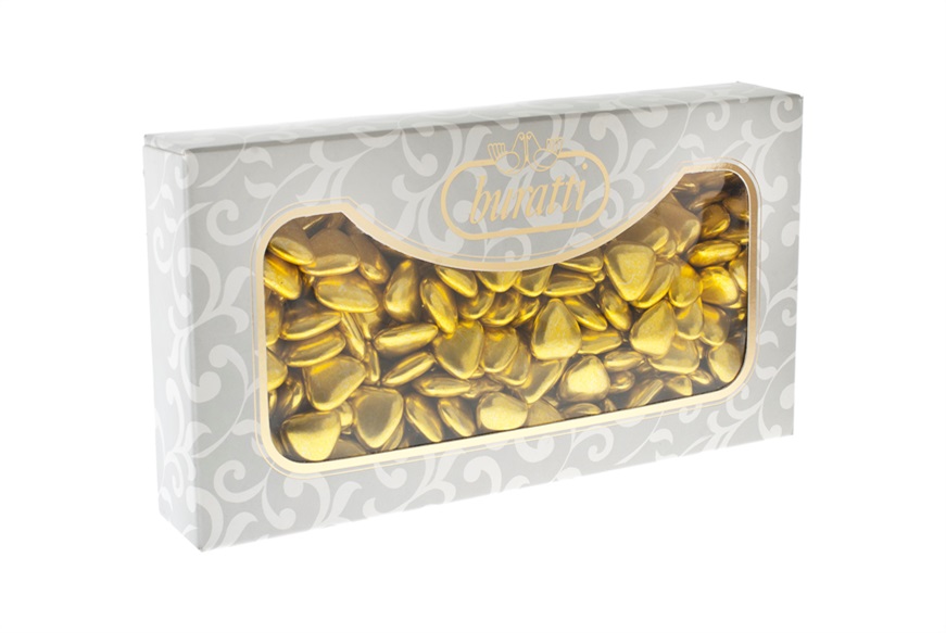 Chocolate Heart Dragees Gold 1 kg Buratti