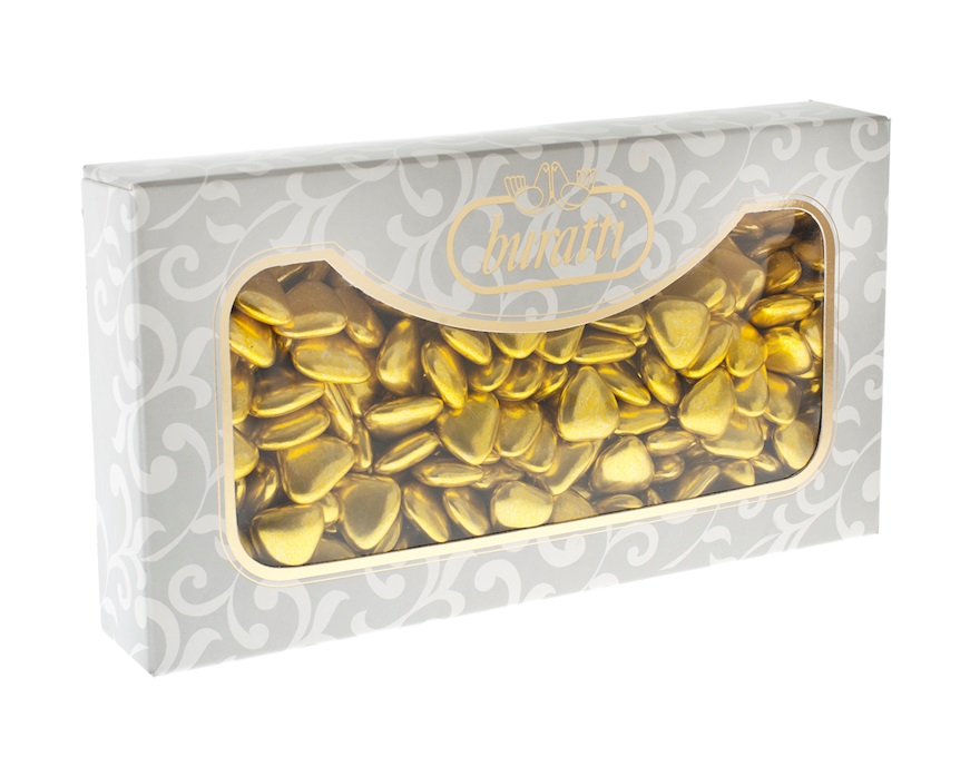 Chocolate Heart Dragees Gold 1 kg Buratti