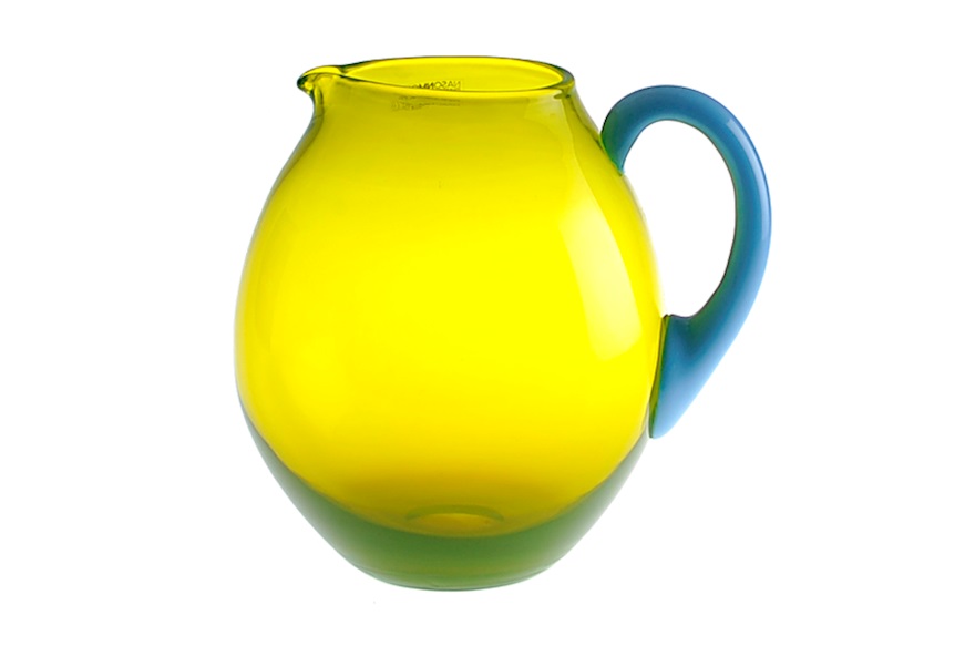 Jug Dandy Murano glass acid green and light blue Nasonmoretti