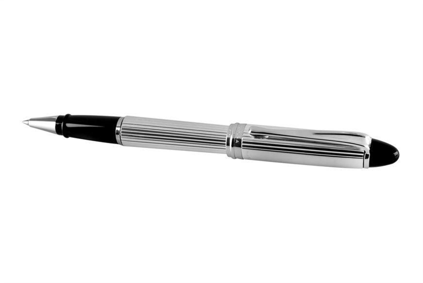 Roller pen Ipsilon silver linear chisel Aurora