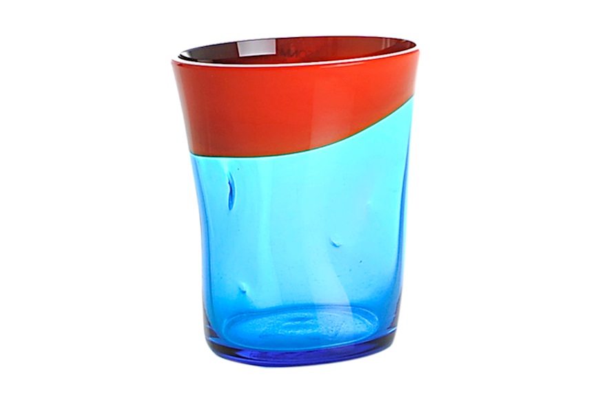 Bicchiere acqua Dandy vetro di Murano corallo acquamare Nasonmoretti