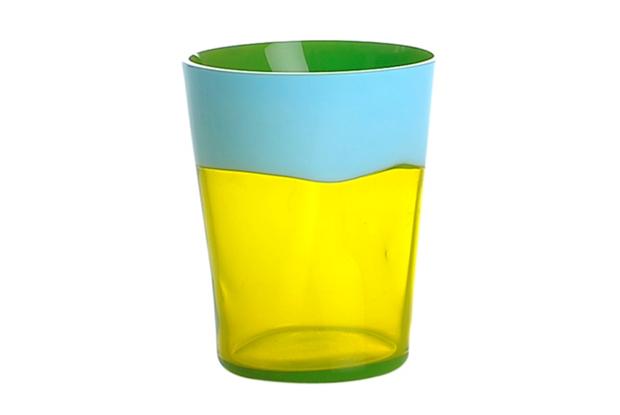Bicchiere acqua Dandy vetro di Murano celeste verde acido Nasonmoretti