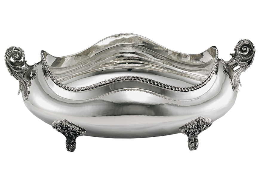 Vasca Regina Anna argento con bordo godronato e manici a foglia Selezione Zanolli