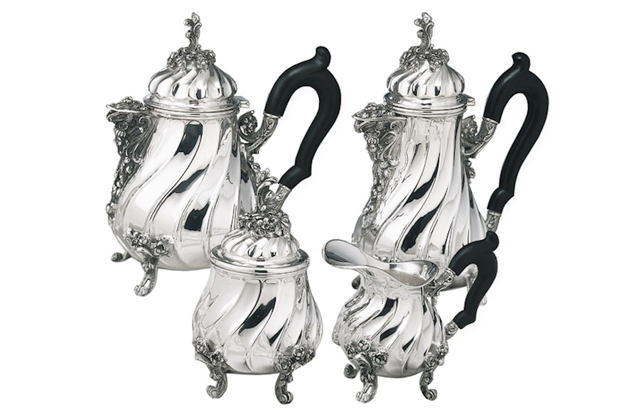 Coffee set Torciglione silver 4 pieces Selezione Zanolli