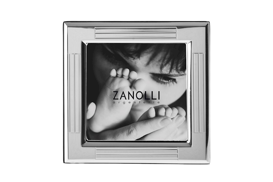 Picture frame silver with striped band and shiny corners Selezione Zanolli
