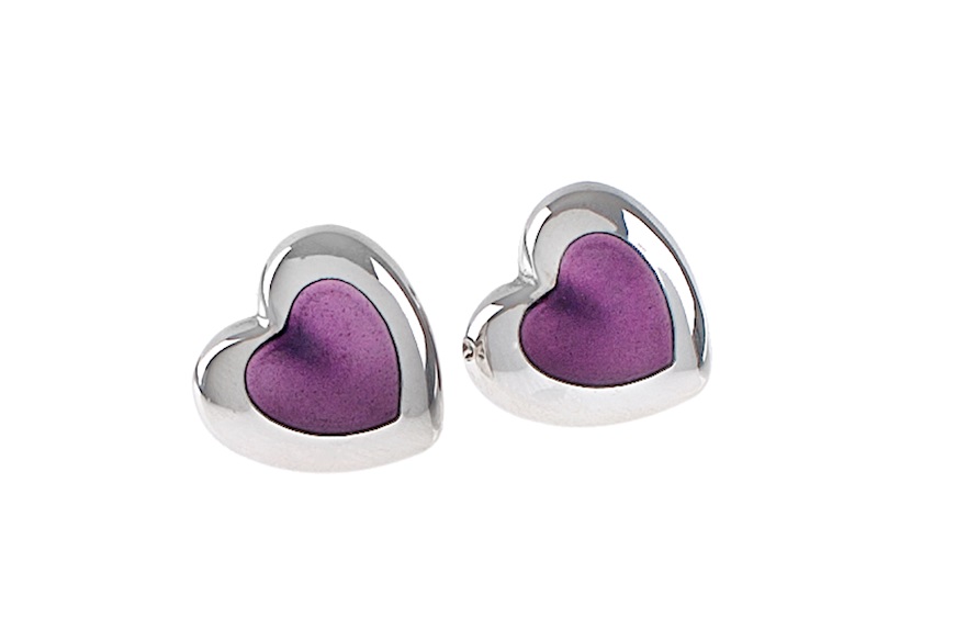 Cufflinks Heart silver with purple enamel Selezione Zanolli