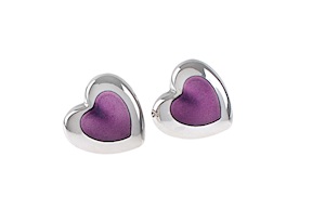 Gemelli Cuore argento con smalto viola Selezione Zanolli