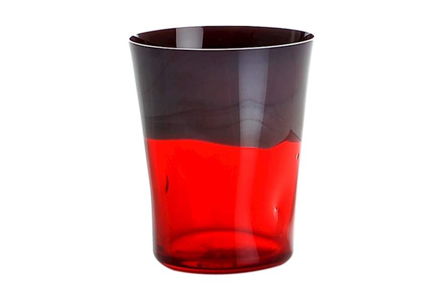 Water glass Dandy Murano glass red bilberry Nasonmoretti