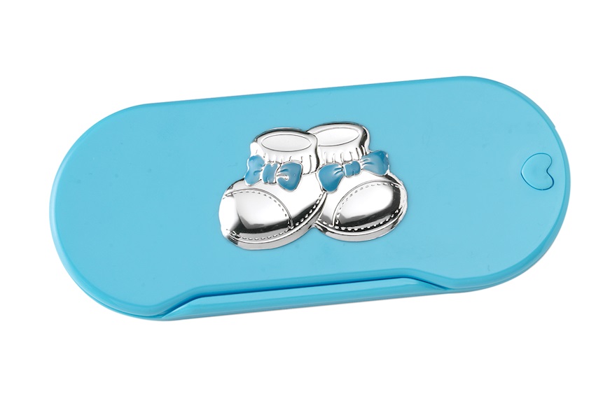 Baby cutlery set baby shoe light blue Selezione Zanolli