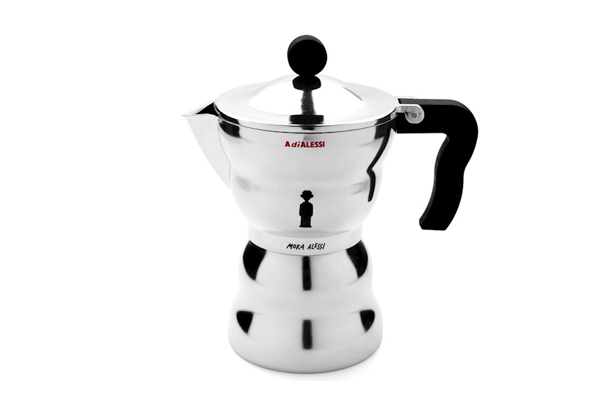 Alessi Caffettiera Moka Cupola Alluminio Manico Nero Tz 6