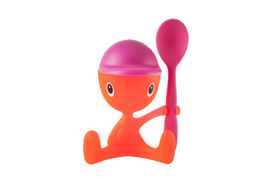 Salt castor and egg carrier Cico with pink spoon Alessi