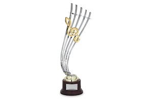 Trofeo Musica in metallo con base in legno Selezione Zanolli