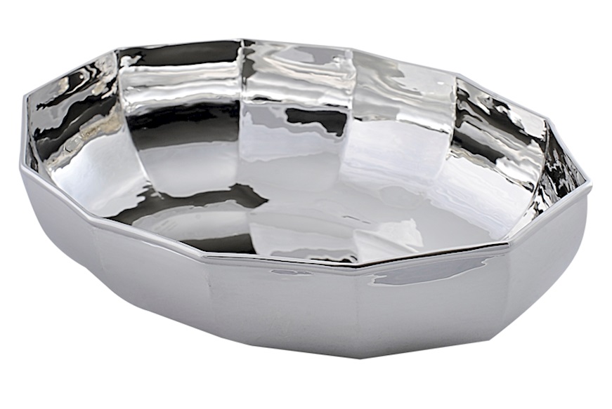 Oval bowl silver octagonal Selezione Zanolli
