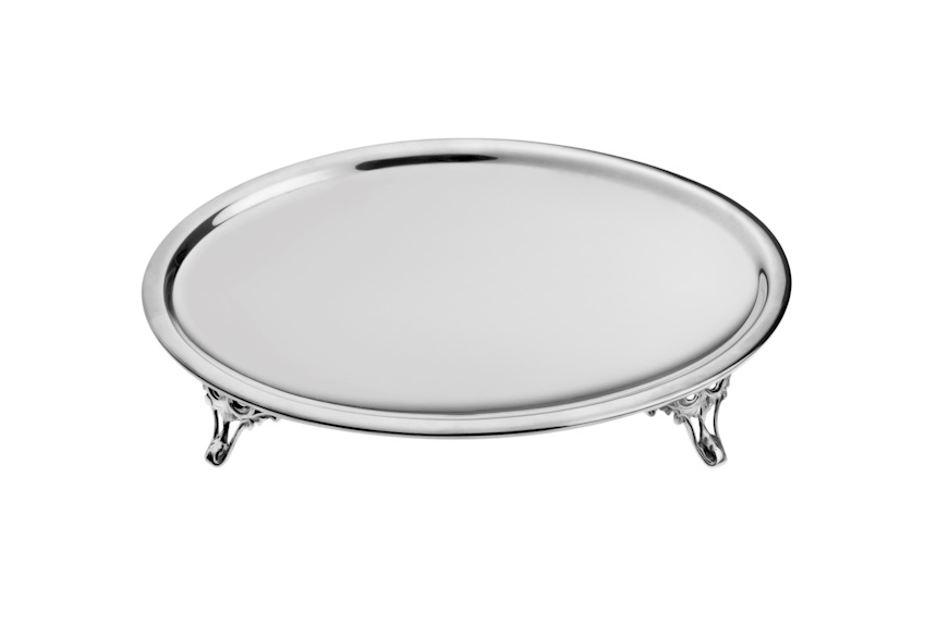 Oval plate silver with feet large Selezione Zanolli
