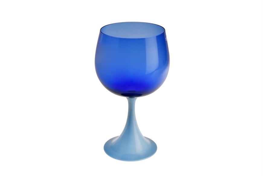 Calice borgogna Burlesque vetro di Murano celeste blu Nasonmoretti
