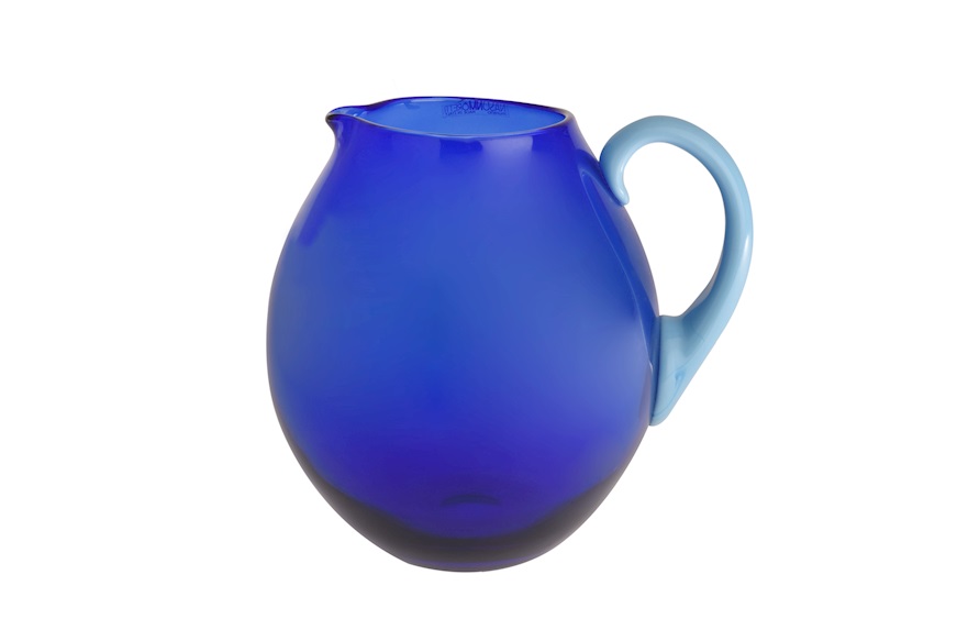 Jug Dandy Murano glass blue and light blue Nasonmoretti