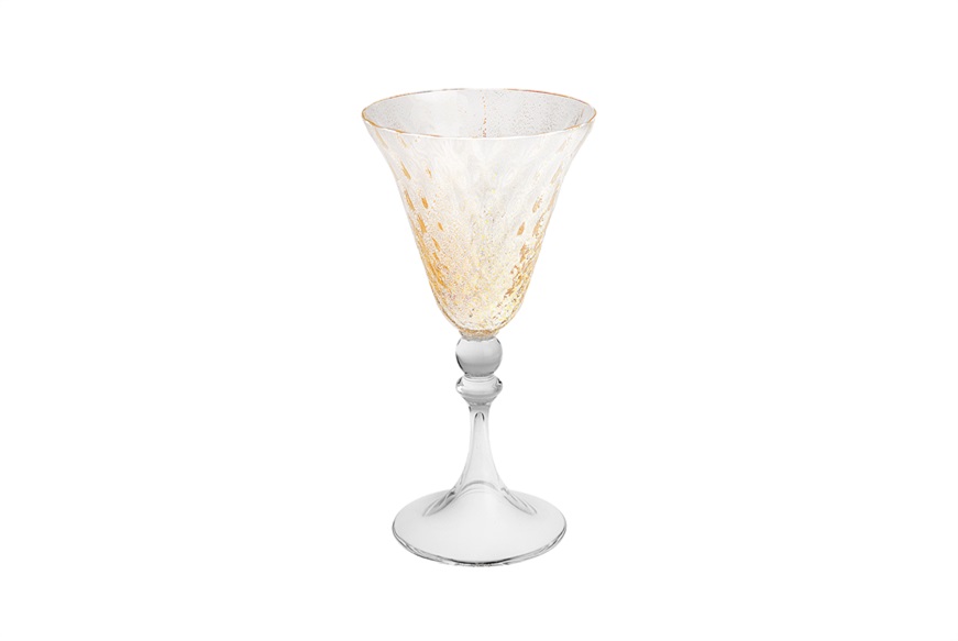 Wine glass Rialto Murano glass gold balloton Nasonmoretti