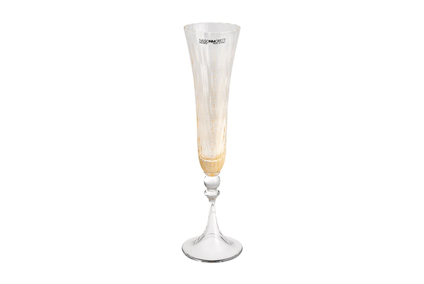 Flute Rialto Murano glass gold balloton Nasonmoretti