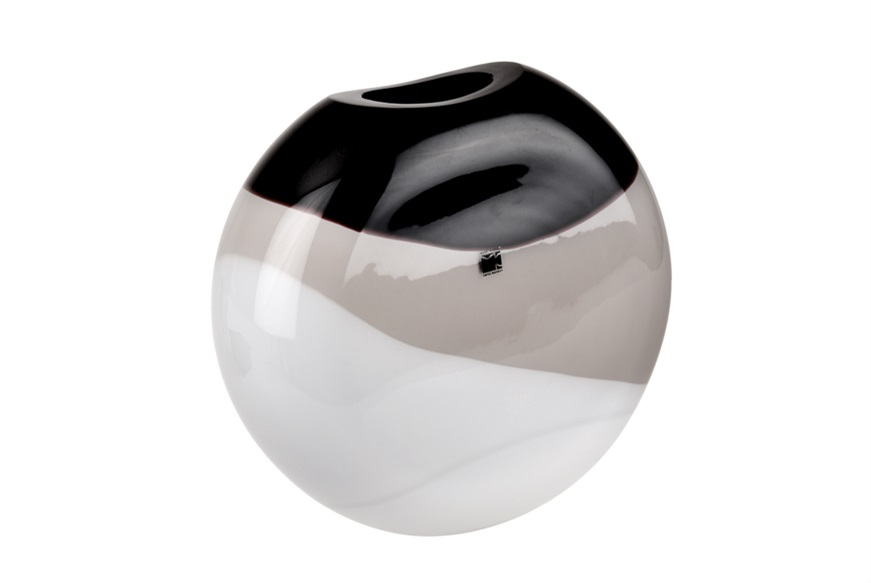Vaso Eclissi vetro di Murano latte nero grigio Carlo Moretti