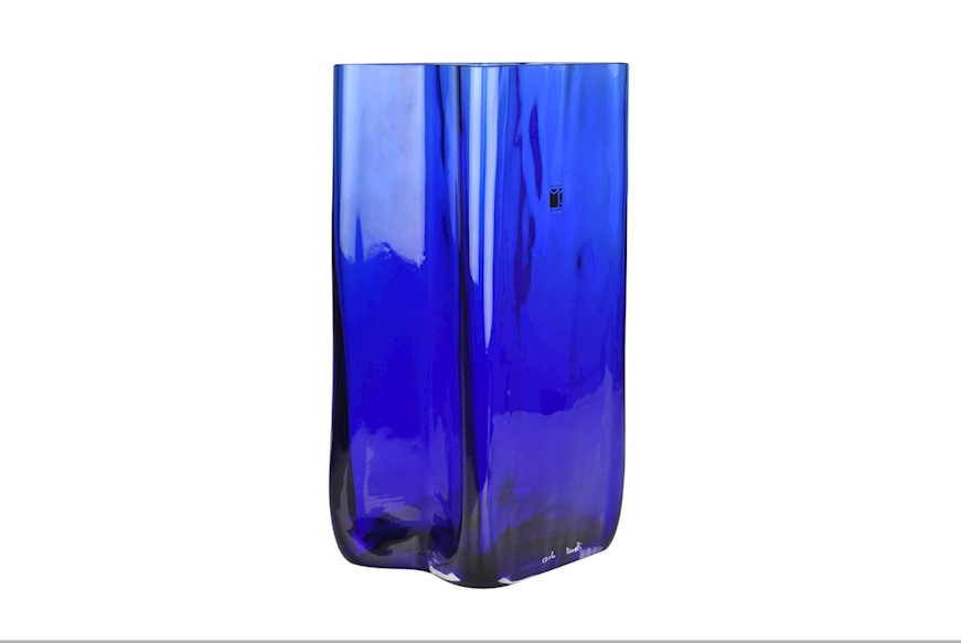 Vaso Bosco vetro di Murano bluino Carlo Moretti