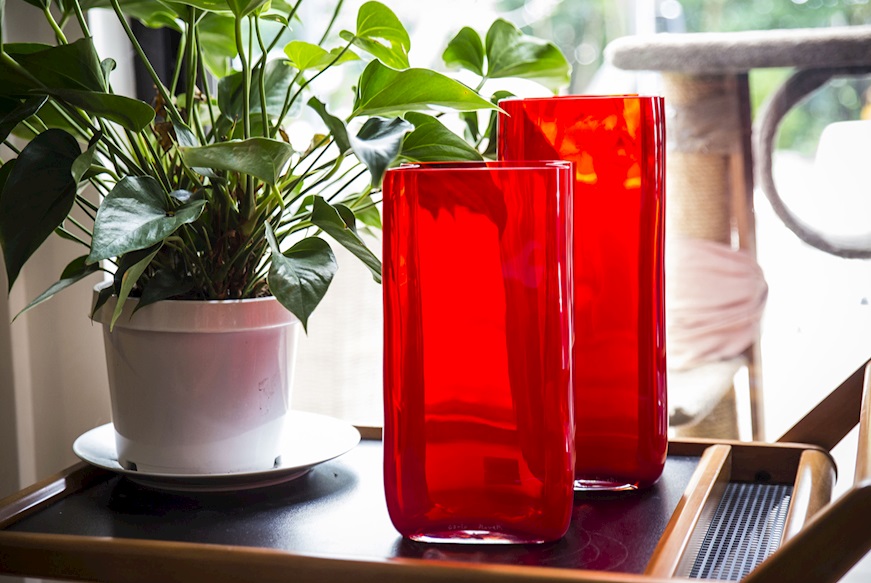 Vase Bosco Murano glass moretti red Carlo Moretti
