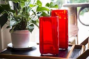 Vaso Bosco vetro di Murano rosso moretti Carlo Moretti