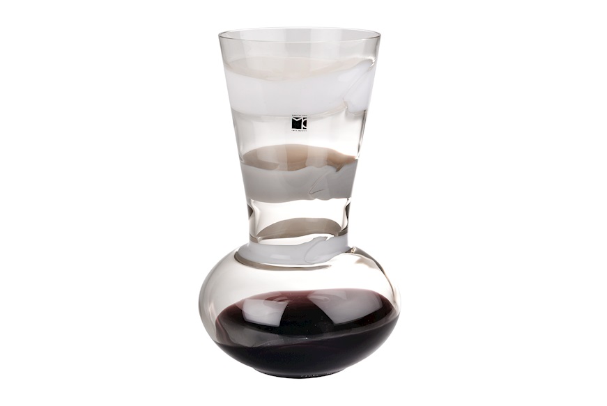 Vaso Troncosfera vetro di Murano latte nero grigio Carlo Moretti