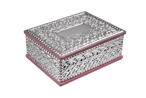 Scatola portagioie argento e velluto rosa Selezione Zanolli