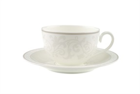 Breakfast cup Gray Pearl porcelain with saucer Villeroy & Boch
