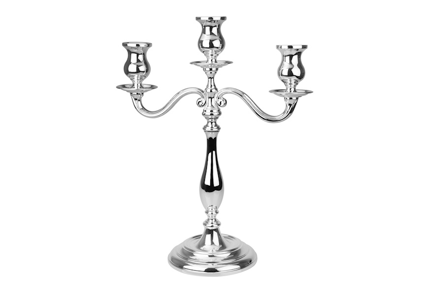 Candlestick trilaminated Silver three flames in English style Selezione Zanolli