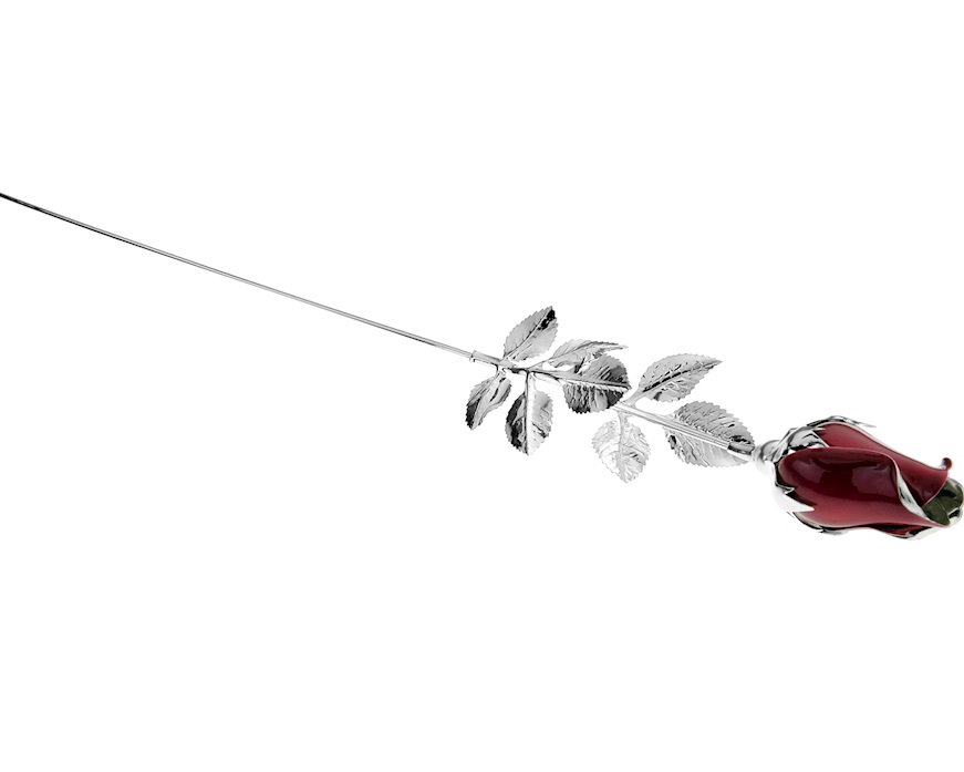 Bomboniera Rosa argento e smalto rosso Selezione Zanolli