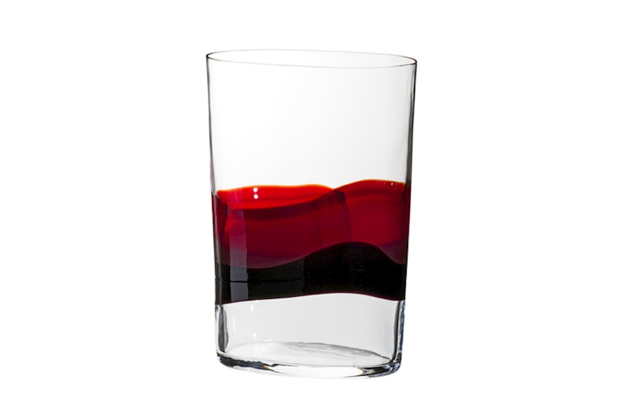 Vaso Ovale vetro di Murano fasce rosso e nero Carlo Moretti