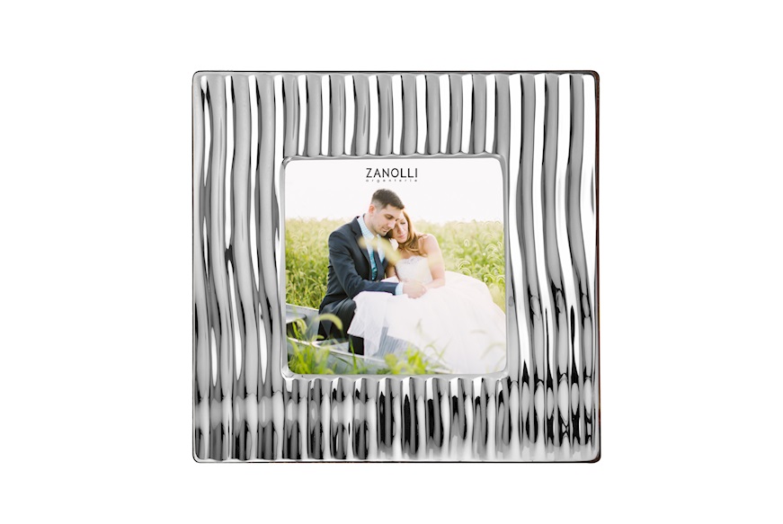 Picture frame silver with band with vertical waves Selezione Zanolli
