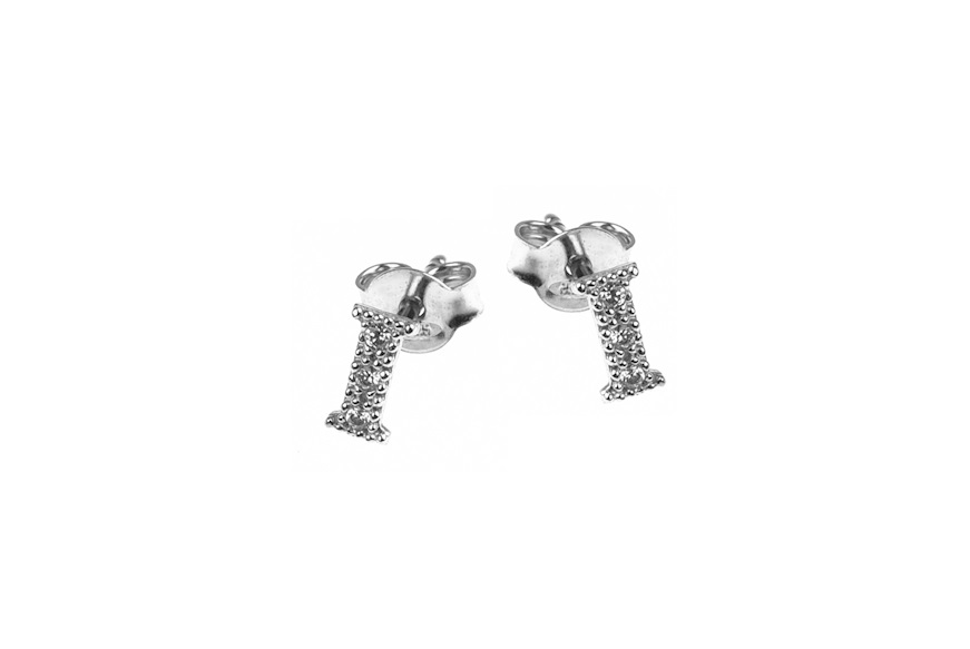 Earrings I letter silver with zircons Selezione Zanolli