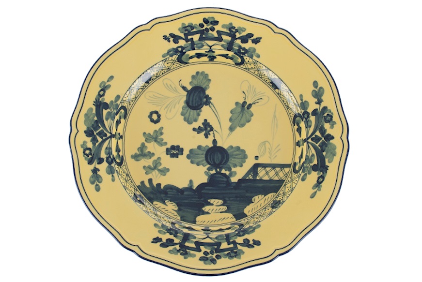Vassoio rotondo Oriente Italiano Citrino porcellana Richard Ginori