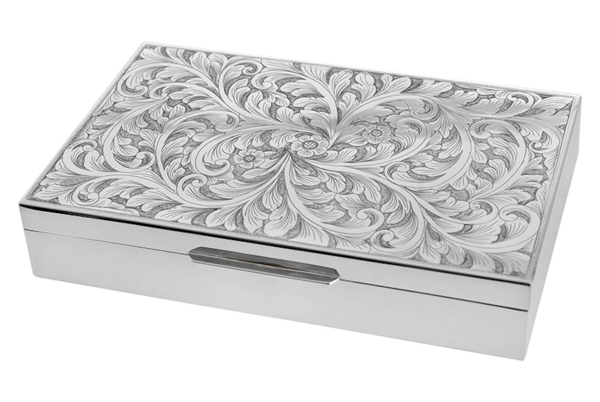 Box silver with floral engraving and wooden interior Selezione Zanolli