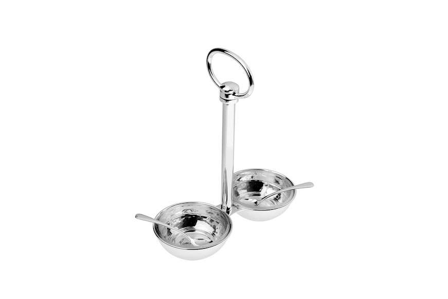 Salt and pepper holder trilaminated Silver with spoons Selezione Zanolli