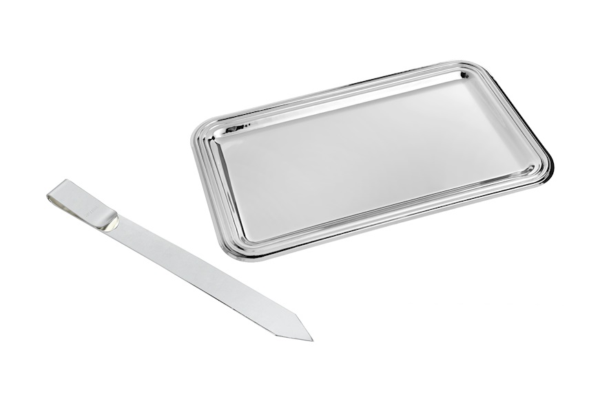 Letter tray and paper knife trilaminated Silver Selezione Zanolli